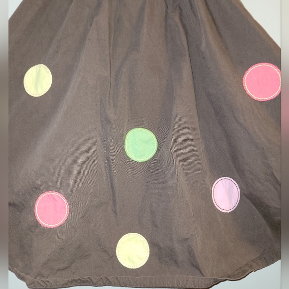 🫖 Vintage Gymboree Tea For Two Brown Twirly Polka Dot Cotton Skirt Girls 9 10 - Picture 3 of 7